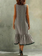 Women's Retro Striped Art Casual Fashion Cozy Cotton Linen Dress
