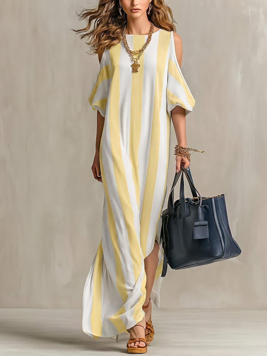 Women's Classic Striped Crew-neck Dress