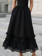High-Neck Sleeveless Tiered Ruffle Maxi Dress