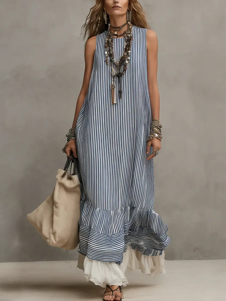 Women's Striped Lace Dress