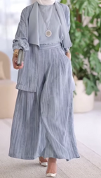 Lapel vertical striped casual three-piece set
