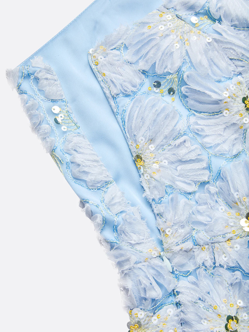 Light Blue Jacquard Beaded 3D Floral Lace One Shoulder Sleeveless Mermaid Gown Dress