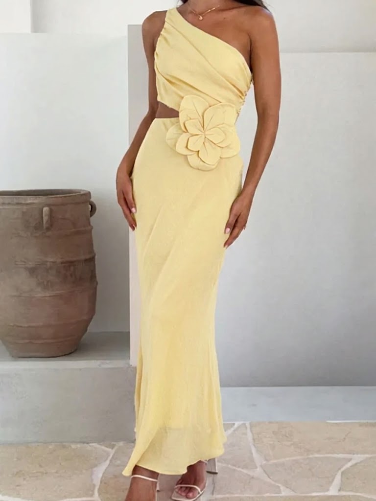 Women's Slim-fit Floral Decor Sleeveless Dress