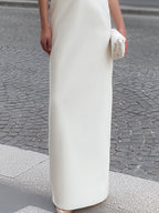 V-Neck Pleated Waist Maxi Dress With Cap Sleeves