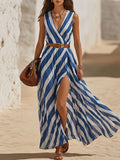 Effortlessly Stylish Striped V-neck Resort Dress