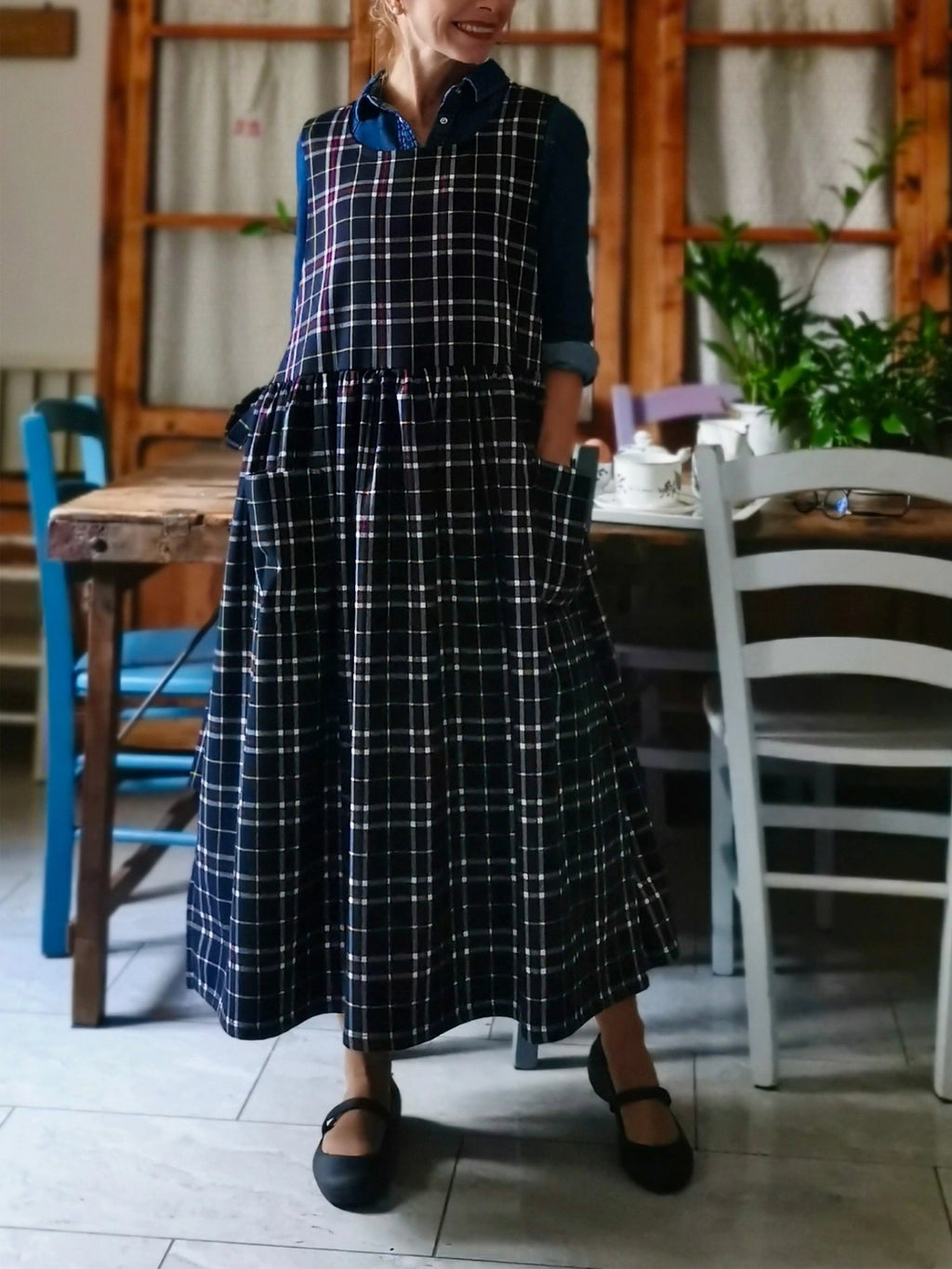 Blue Tartan Apron