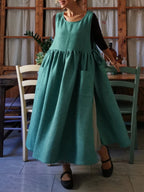 Vintage Forest Green Cotton Apron