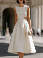 Side Cut-Out Sculpted A-Line Midi Dress