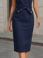 Sleeve Belted Utility Midi Dress