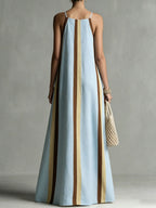 Women's Blue Striped Spaghetti-strap Dress