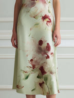 Sleeveless Floral Print A-Line Midi Dress