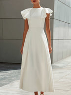 Ruffle Sleeve Structured A-Line Maxi Dress