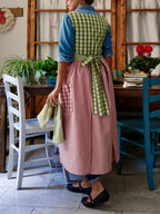 Green and Pink Checked Patchwork Apron