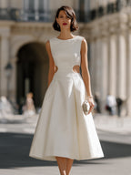 Side Cut-Out Sculpted A-Line Midi Dress
