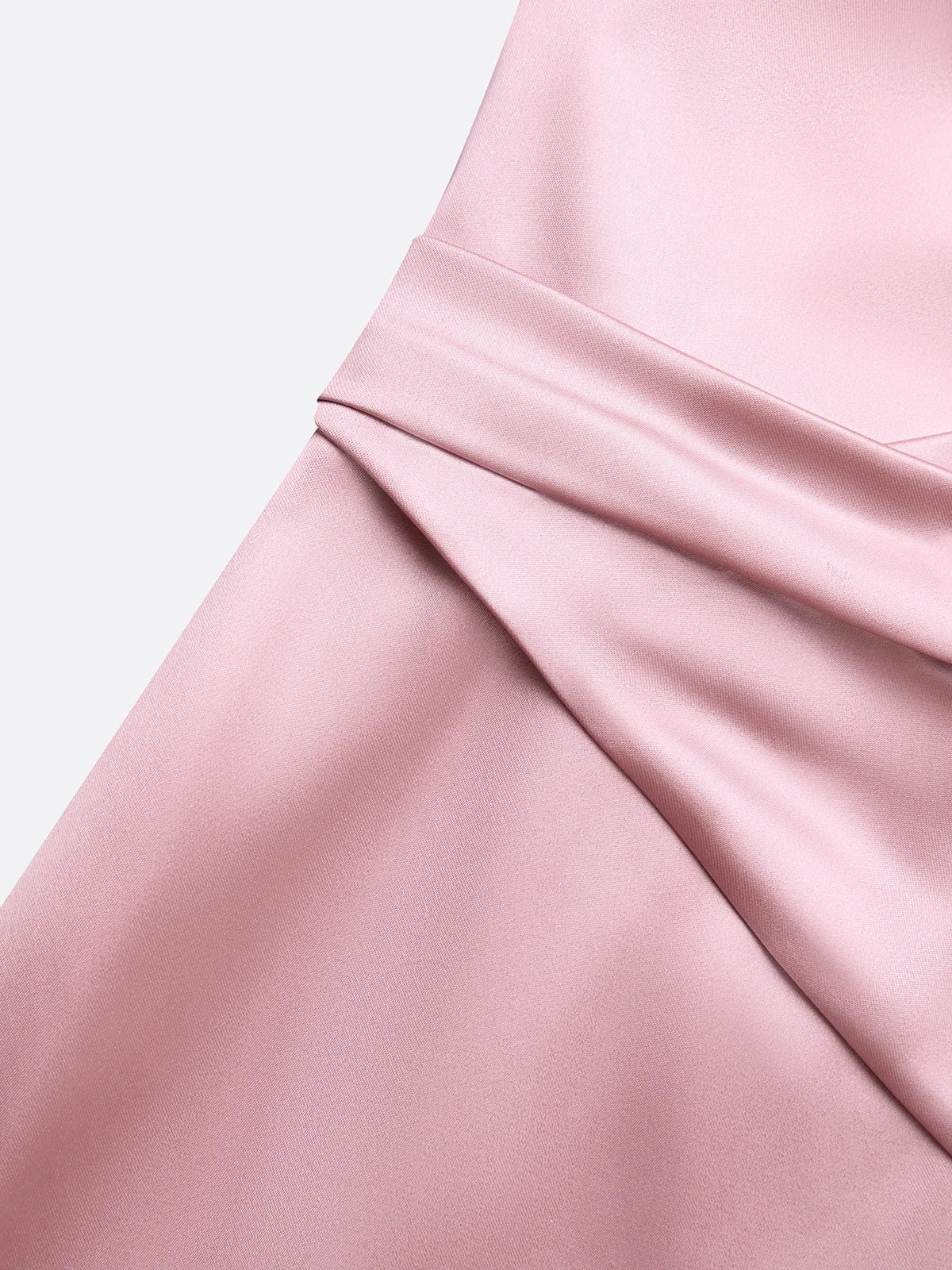 Pink Satin One Shoulder Sleeveless Sheath Gown Dress