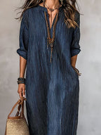 Women's Retro Striped Casual Maxi Dress