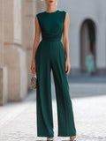 Elegant Ruched Waist Sleeveless Wide Leg Jumpsuit