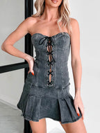 Women's Low-waist Strappy Bandeau Denim Dress