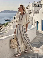 Women'S Loose Striped Wide Leg Pants Suit