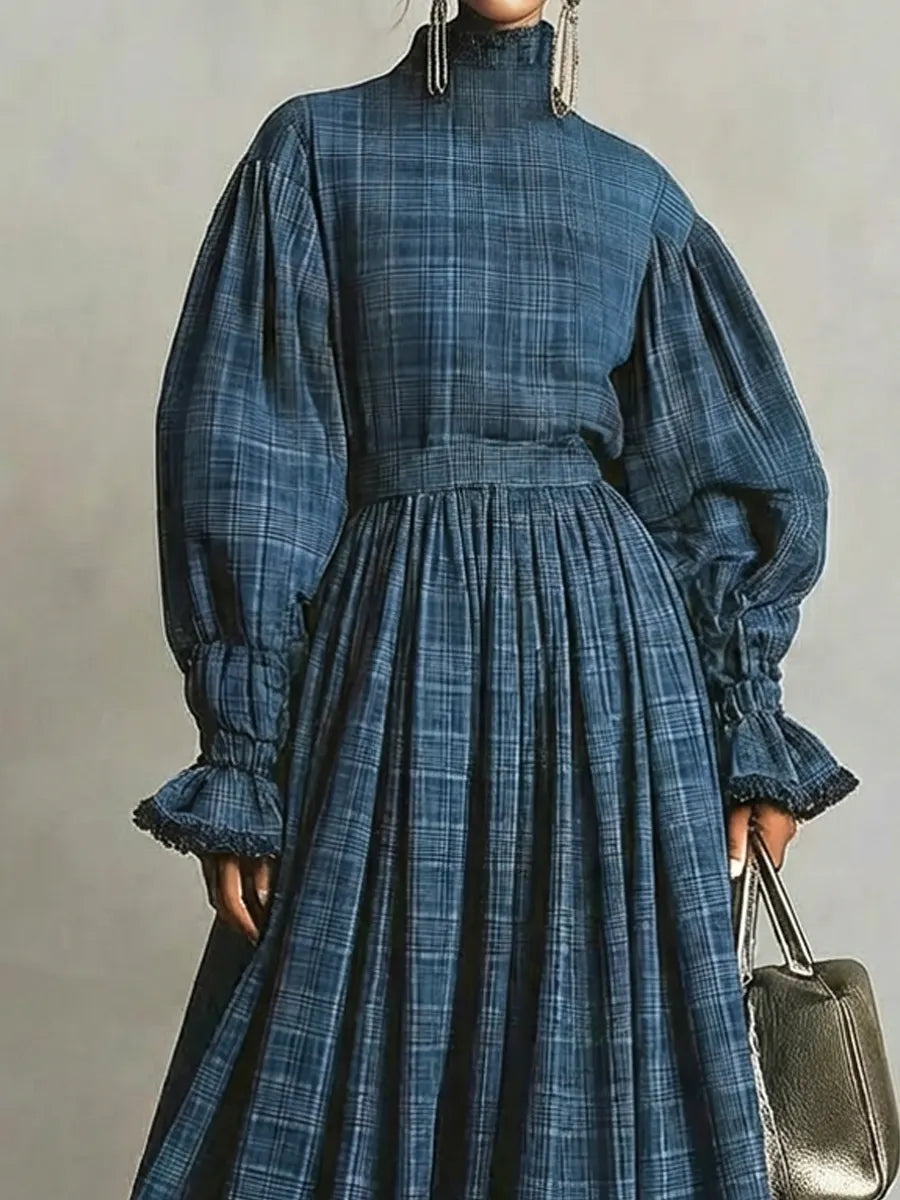 Women's Retro Striped Ruffled Casual Stylish Vacation Art Cotton Maxi Dress