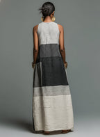 Color-block Striped Sleeveless Maxi Dress with Pockets