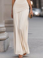 Elegant  V-Neck Asymmetric Layered Maxi Dress