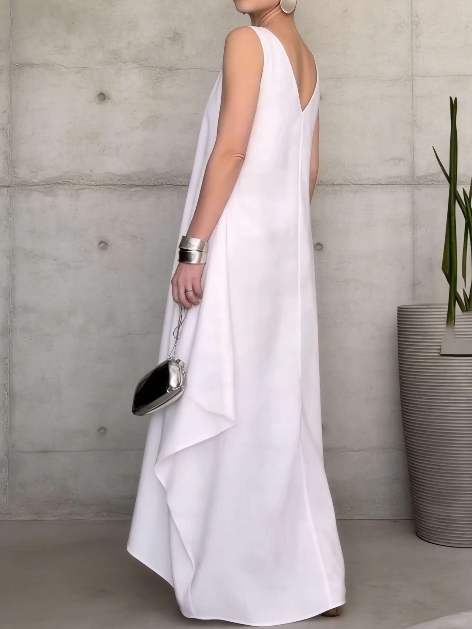 Stylish Minimalist Irregular Hem Maxi Dress
