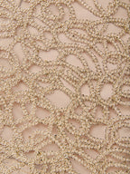 Champagne Lace Satin Halter Crew Neck Sleeveless A-Line Maxi Dress