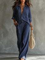 Women's Minimalist Style Striped Suit