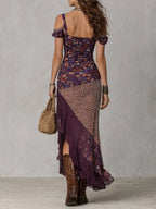 Urban Nomad Leopard Print Flower High Slit Maxi Dress