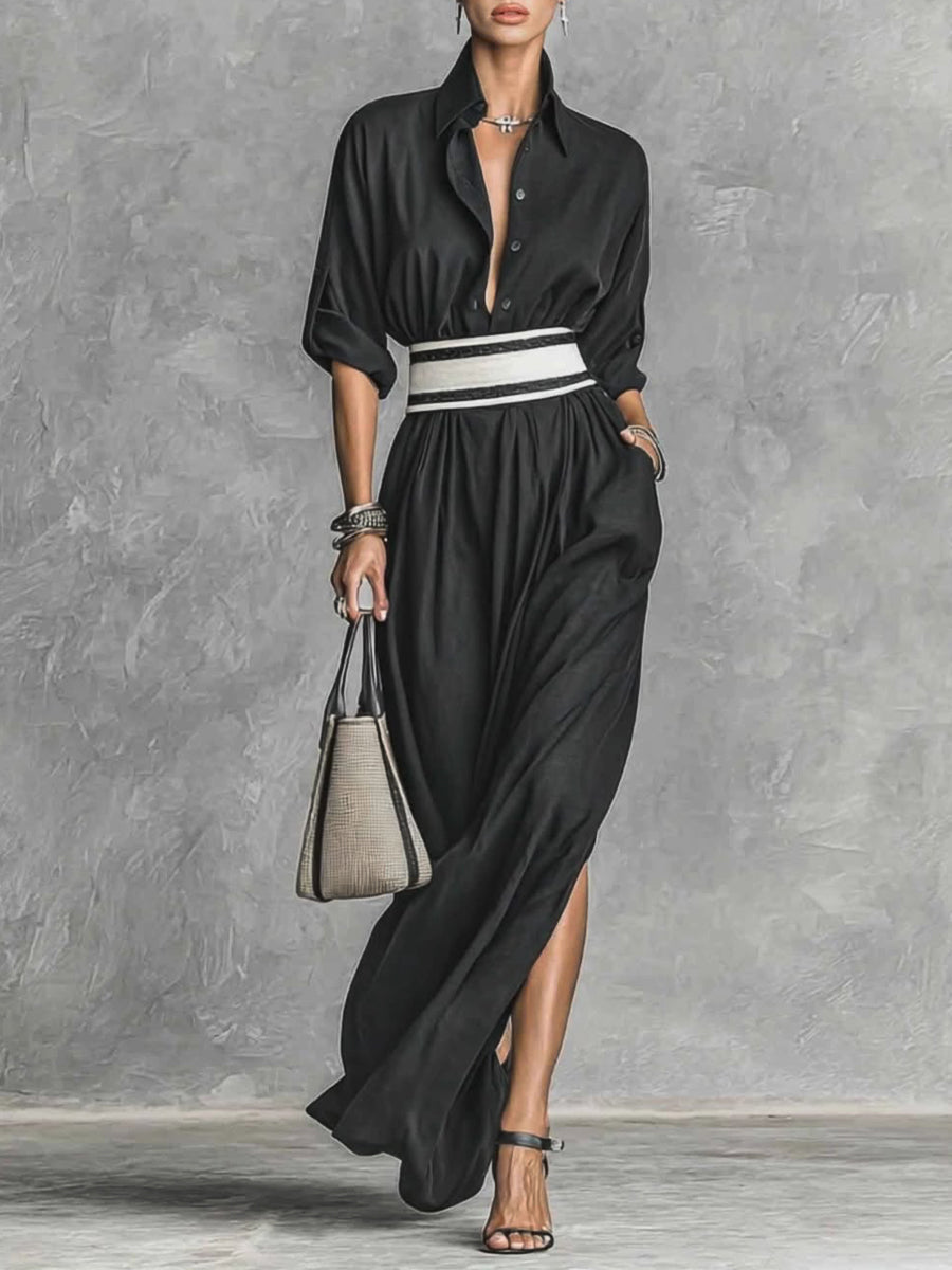 Elegant Belted Maxi Dress