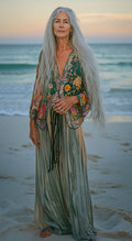 Vacation seaside elegant embroidery top + pant two piece set bb8c
